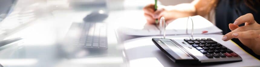 Accountant working through invoices