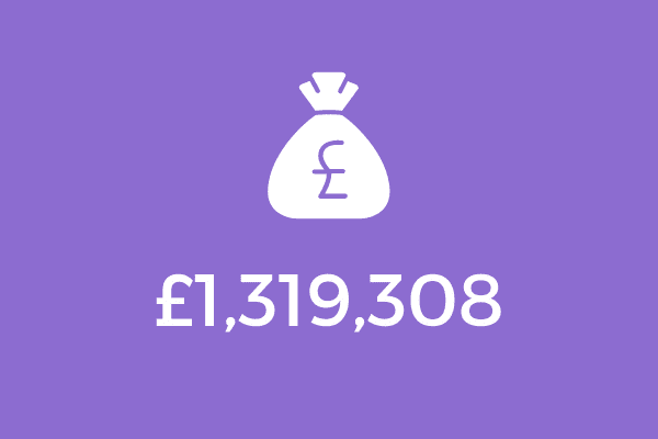 £1,319,308 with Money bag graphic