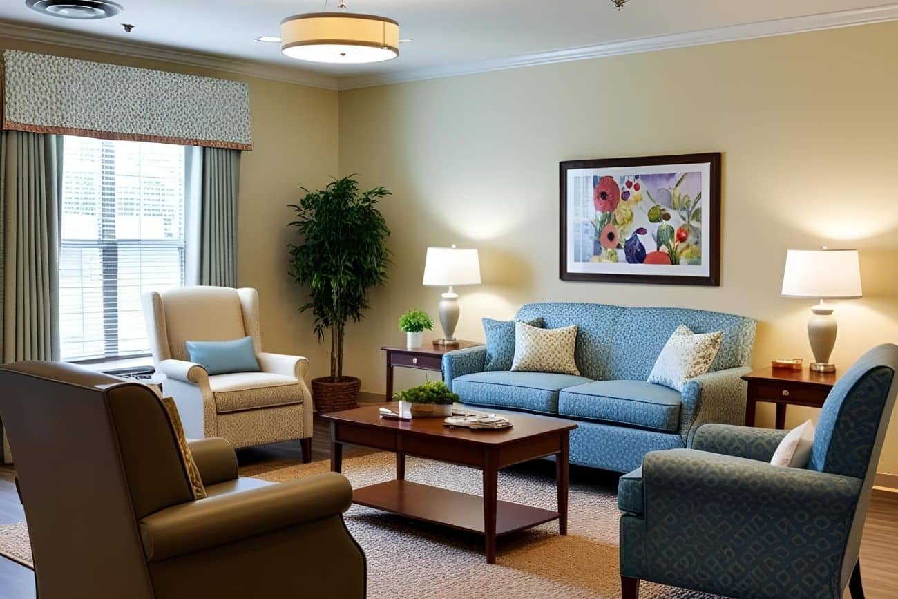 Furnished care home sitting room