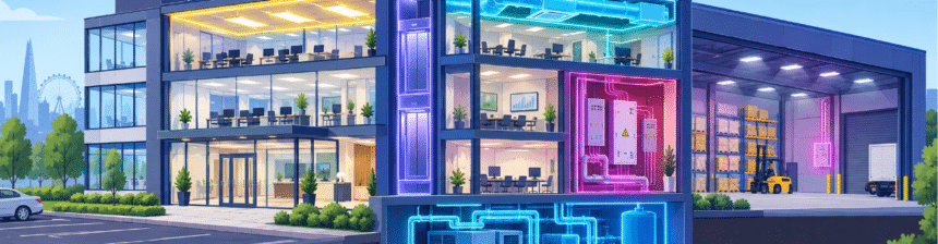A commercial property with highlighted hidden elements